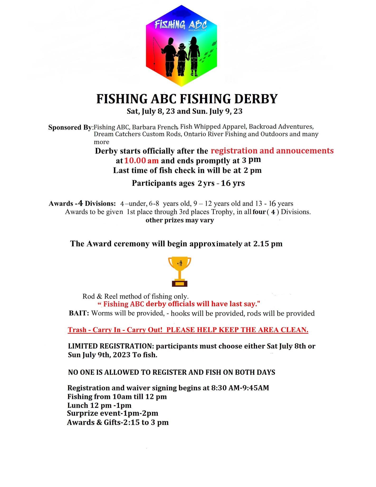Free kids fishing derby! Presented by Fishing ABC 